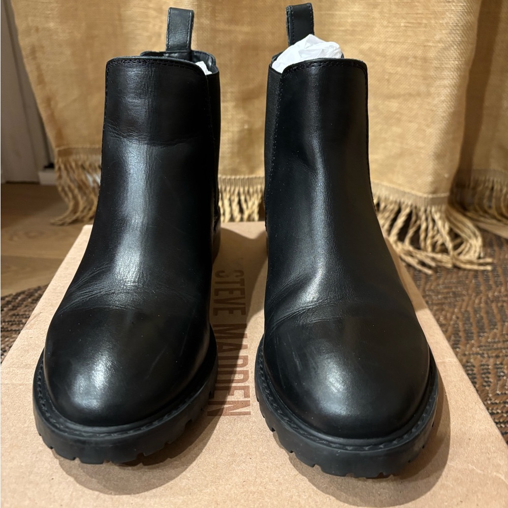 Steve Madden Women’s Black Leather Ankle Boots
